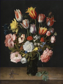 Ambrosius Bosschaert Painting - A STILL LIFE OF TULIPS ROSES BLUEBELLS DAFFODILS Ambrosius Bosschaert
